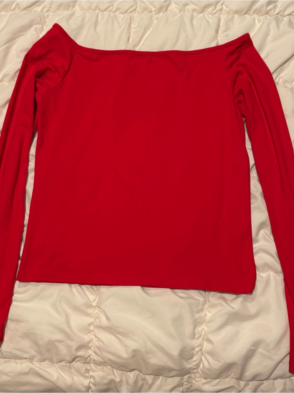 Red Off-Shoulder Long Sleeve Women's Top